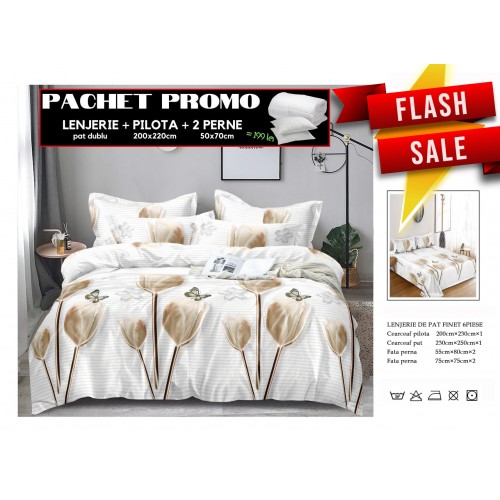 Set Lenjerii de Pat Finet Gros + Pilota si 2 Perne PPP5