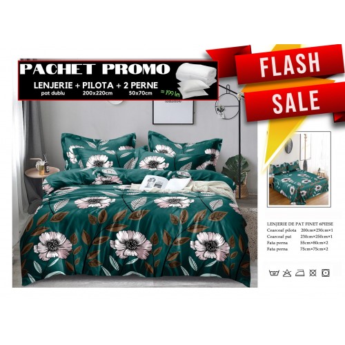 Set Lenjerii de Pat Finet Gros + Pilota si 2 Perne PPP8