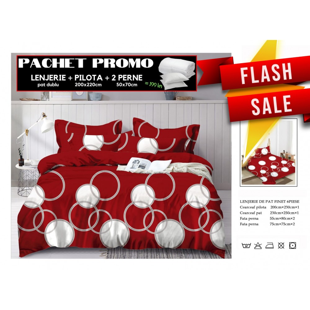 Set Lenjerii de Pat Finet Gros + Pilota si 2 Perne PPP13 PACHETE PROMO