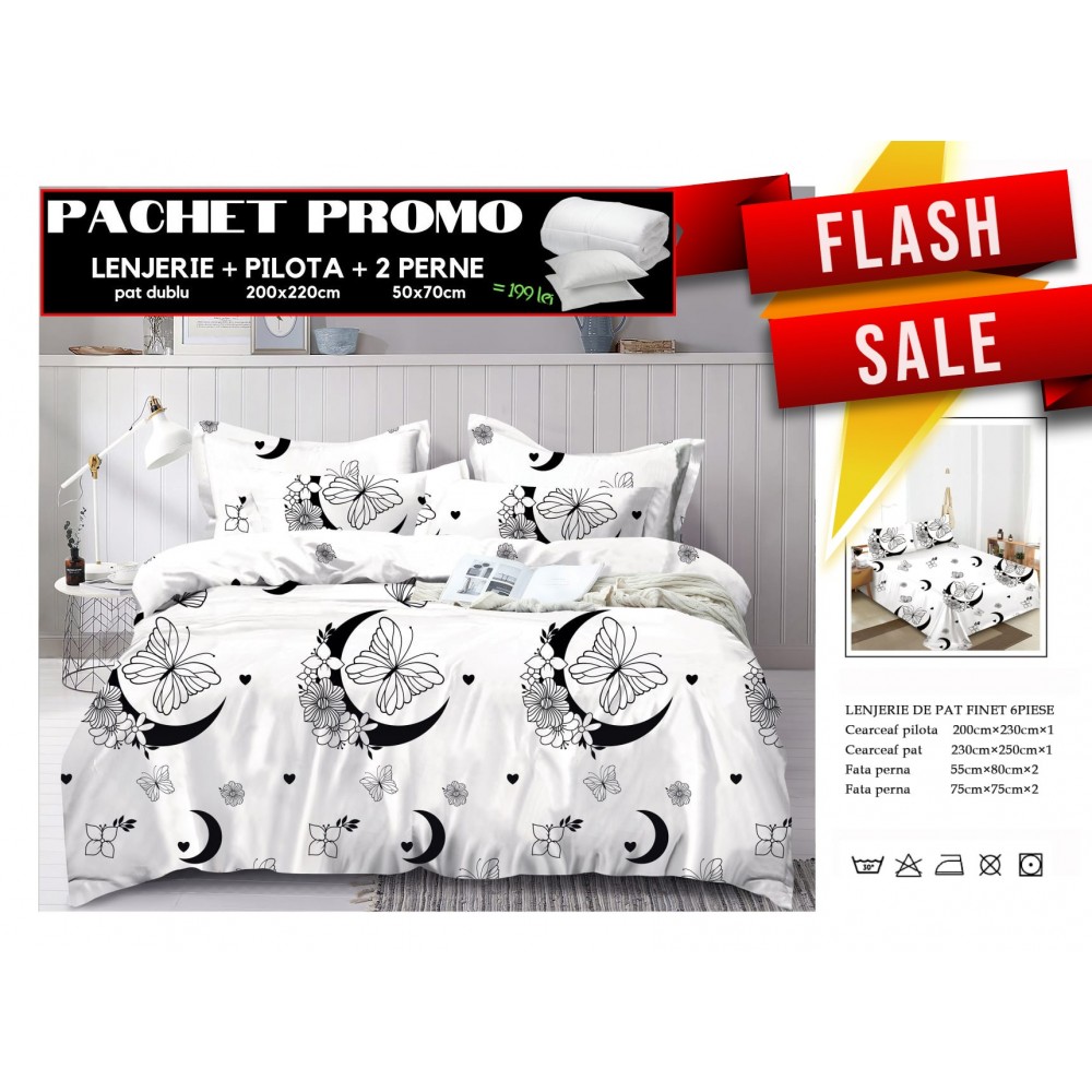 Set Lenjerii de Pat Finet Gros + Pilota si 2 Perne PPP14 PACHETE PROMO