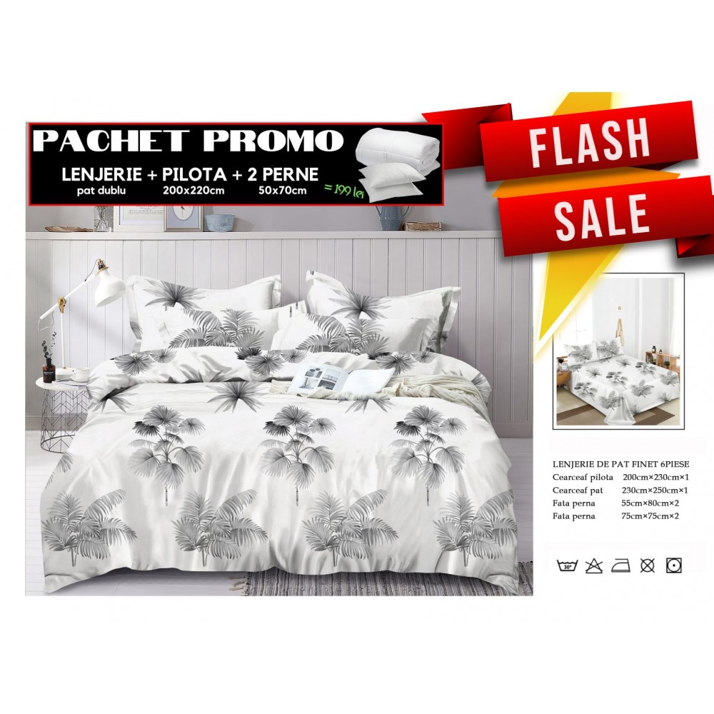 Set Lenjerii de Pat Finet Gros + Pilota si 2 Perne PPP22 PACHETE PROMO