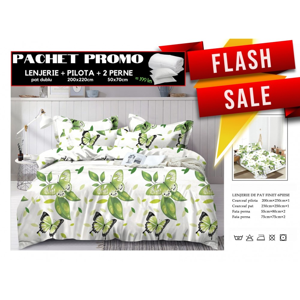 Set Lenjerii de Pat Finet Gros + Pilota si 2 Perne PPP23 PACHETE PROMO