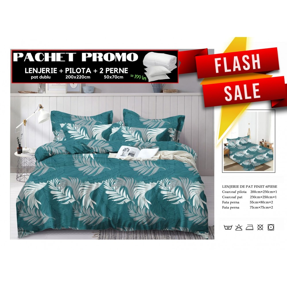 Set Lenjerii de Pat Finet Gros + Pilota si 2 Perne PPP28 PACHETE PROMO