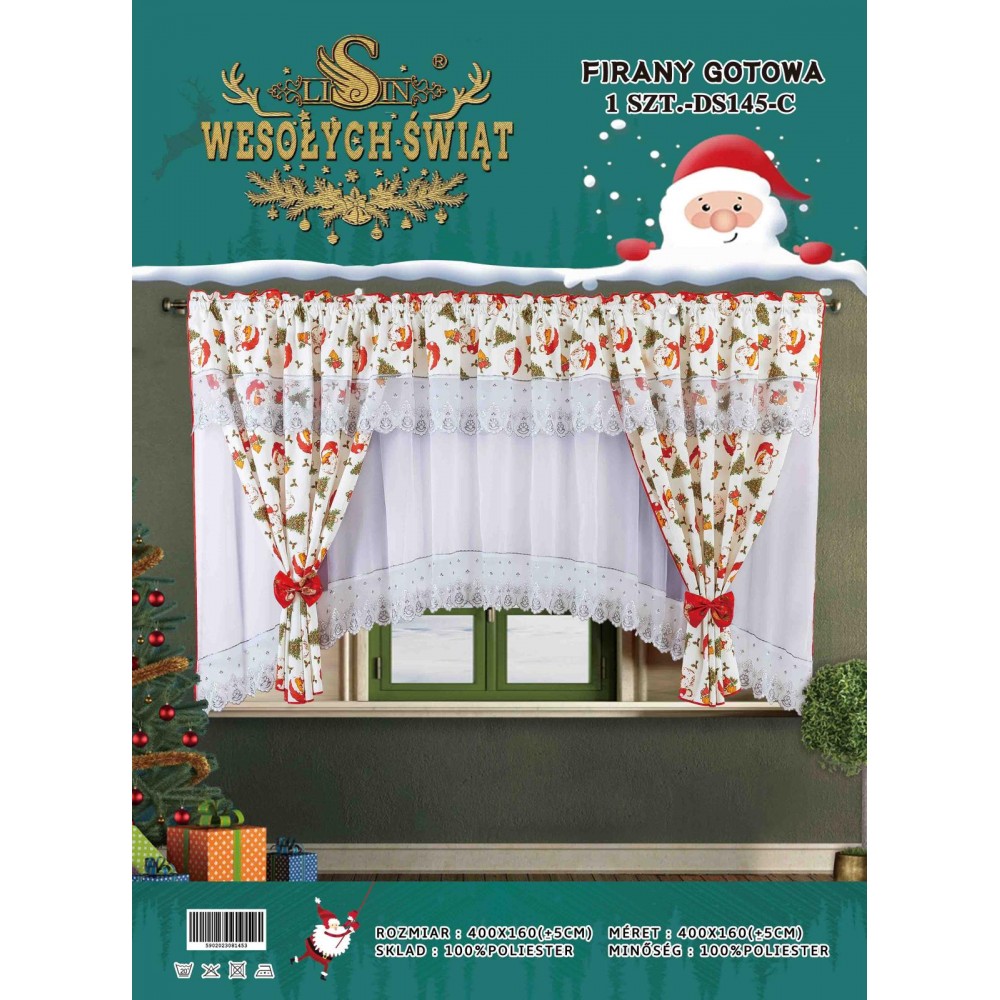 SET PERDEA CU DRAPERIE MOTIVE CRACIUN PMC1