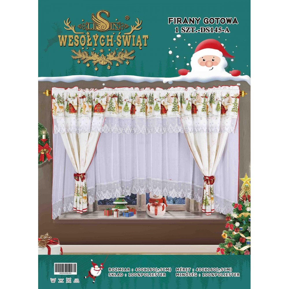 SET PERDEA CU DRAPERIE MOTIVE CRACIUN PMC2 DRAPERII