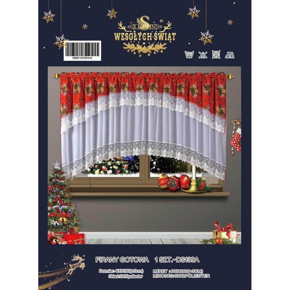 SET PERDEA CU DRAPERIE MOTIVE CRACIUN PMC3 DRAPERII