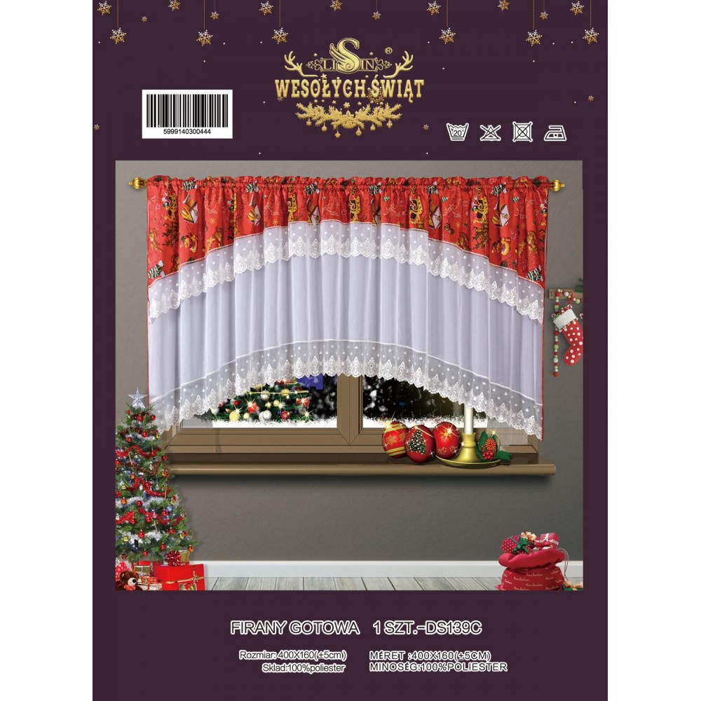 SET PERDEA CU DRAPERIE MOTIVE CRACIUN PMC5 DRAPERII