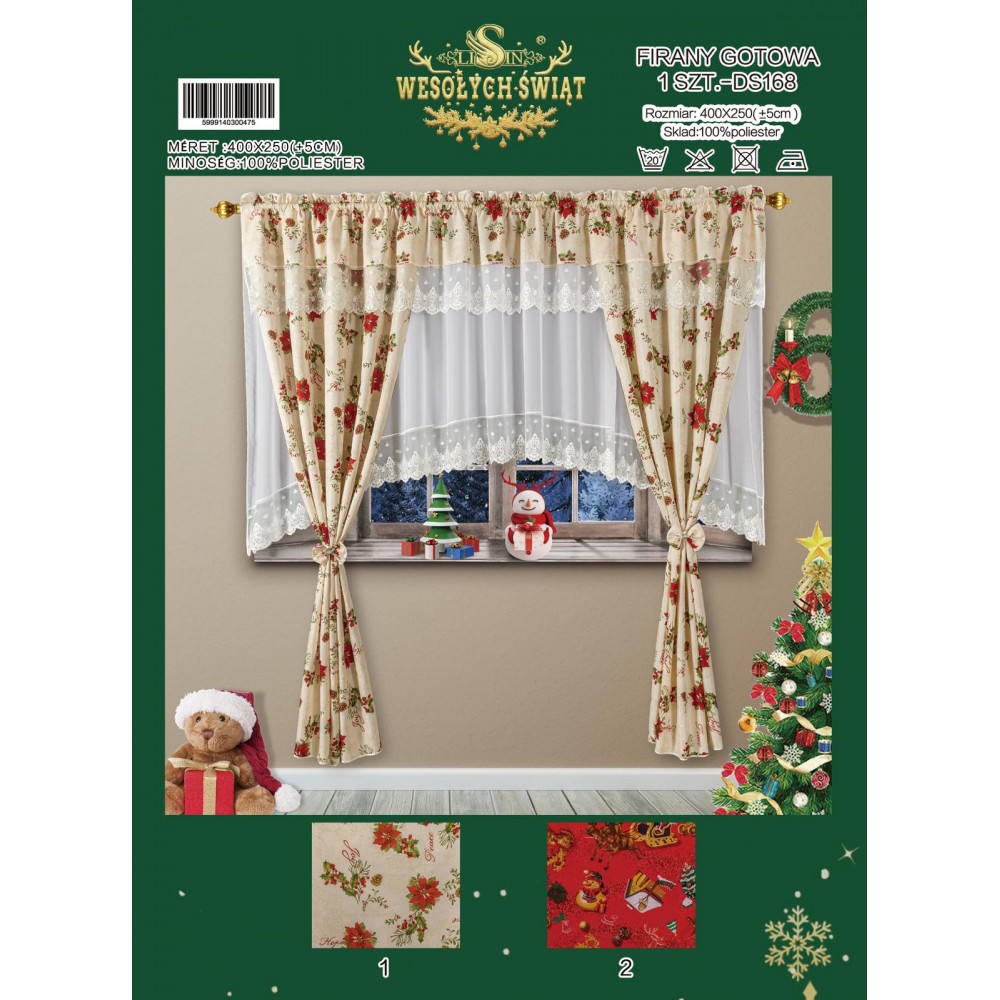 SET PERDEA CU DRAPERIE MOTIVE CRACIUN PMC7 DRAPERII