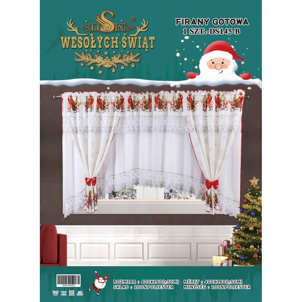 SET PERDEA CU DRAPERIE MOTIVE CRACIUN PMC8 DRAPERII