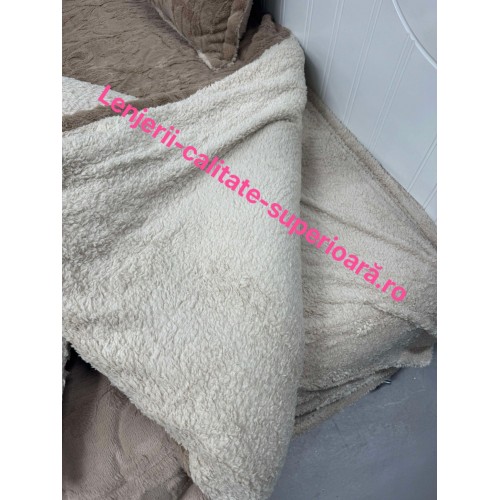 Lenjerie de pat cocolino cu elastic, model grofat, 4 piese, pat 2 persoane, LCP-6