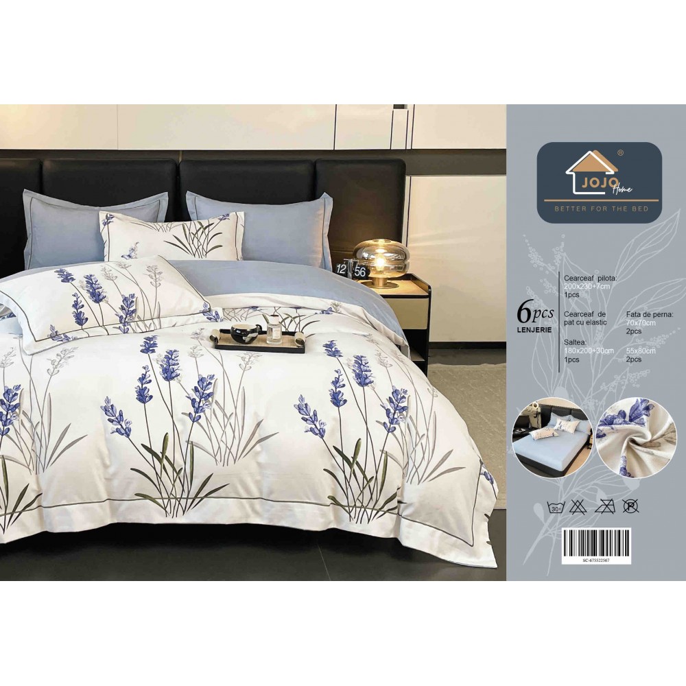 Set 6 piese BUMBAC-Finet LUX JOJO,pat dublu,cu elastic, LFJ6PC29 Set finet de 6 piese LUX cu elastic în cutii cadou Set 6 piese BUMBAC-Finet LUX JOJO,pat dublu,cu elastic, LFJ6PC29 Set finet de 6 piese LUX cu elastic în cutii cadou