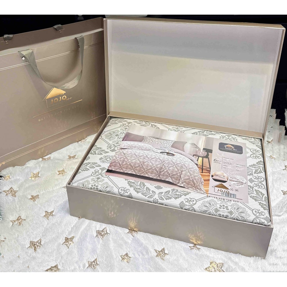 Set 6 piese BUMBAC-Finet LUX JOJO,pat dublu,cu elastic, LFJ6PC29 Set finet de 6 piese LUX cu elastic în cutii cadou Set 6 piese BUMBAC-Finet LUX JOJO,pat dublu,cu elastic, LFJ6PC29 Set finet de 6 piese LUX cu elastic în cutii cadou