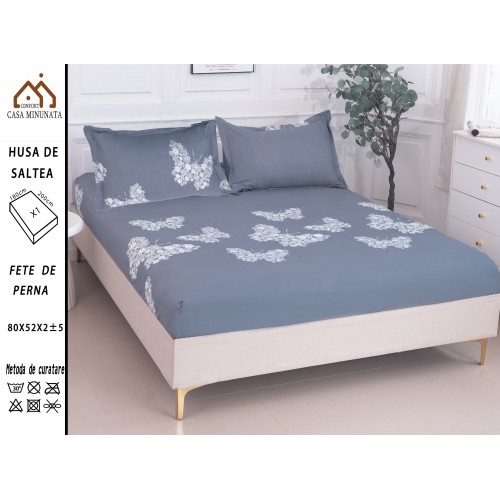 Husa de pat bumbac Satinat + 2 fete de perna HSBSP9