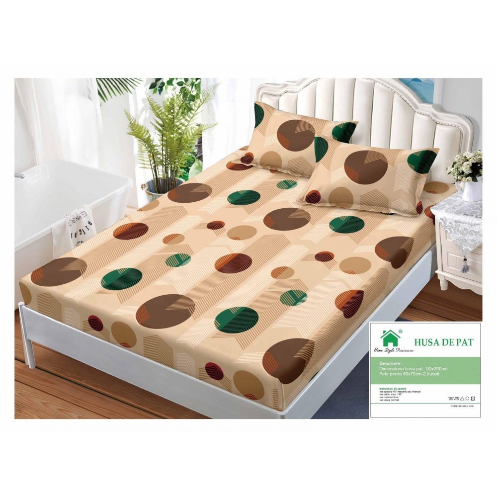 Cearsaf cu Elastic Finet, 90x200cm + 2 fete de perna, cod produs HM90-09 HUSE FINET 90 X 200
