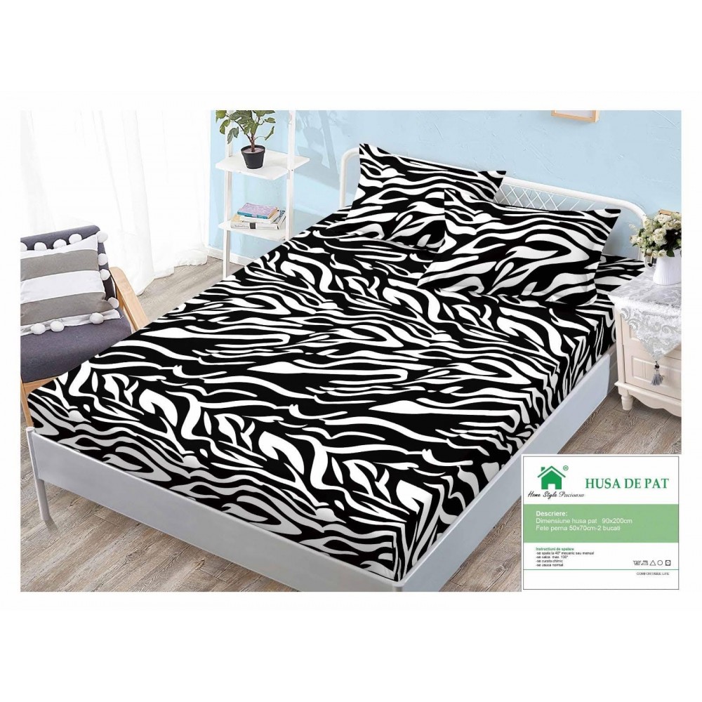 Cearsaf cu Elastic Finet, 90x200cm + 2 fete de perna, cod produs HM90-16 HUSE FINET 90 X 200
