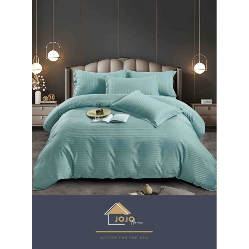 Lenjerie de pat, 2 persoane, damasc, 6 piese, cu elastic, UniDeluxe LDJ6PE14