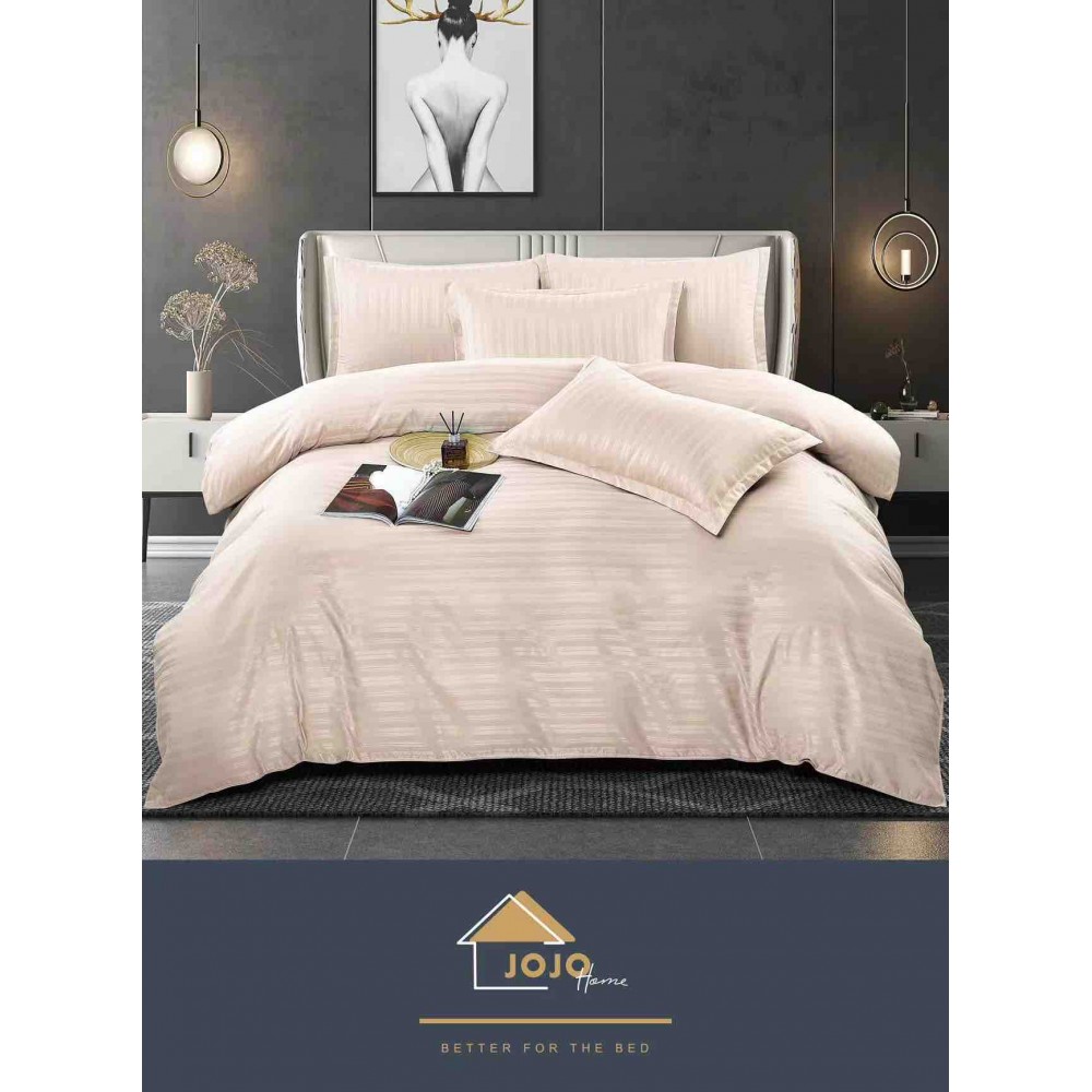 Lenjerie de pat, 2 persoane, damasc, 6 piese, cu elastic, UniDeluxe LDJ6PE8 Lenjerii Damasc cu elastic