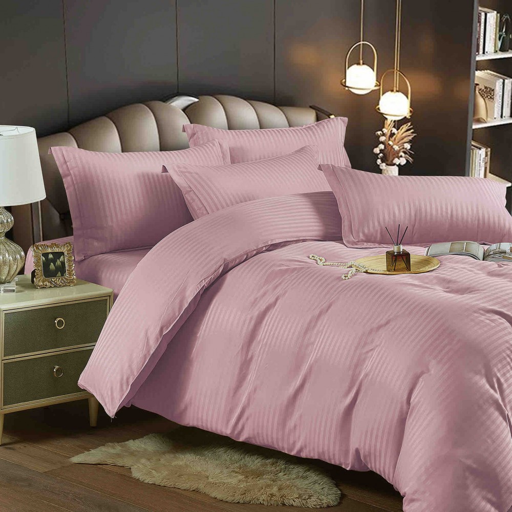 Lenjerie de pat, 2 persoane, damasc, 6 piese, cu elastic, UniDeluxe LDJ6PE16 Lenjerii Damasc cu elastic