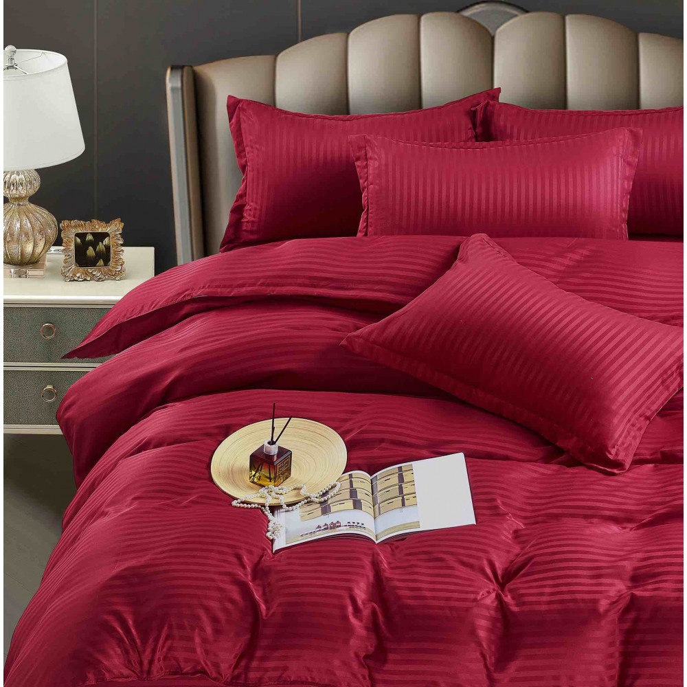 Lenjerie de pat, 2 persoane, damasc, 6 piese, cu elastic, UniDeluxe LDJ6PE13 Lenjerii Damasc cu elastic