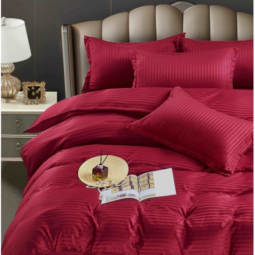 Lenjerie de pat, 2 persoane, damasc, 6 piese, cu elastic, UniDeluxe LDJ6PE13