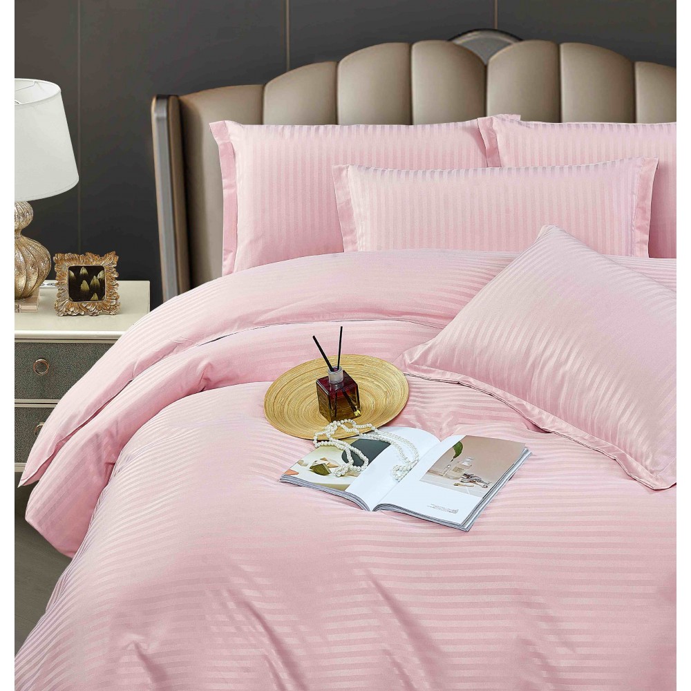 Lenjerie de pat, 2 persoane, damasc, 6 piese, cu elastic, UniDeluxe LDJ6PE11 Lenjerii Damasc cu elastic