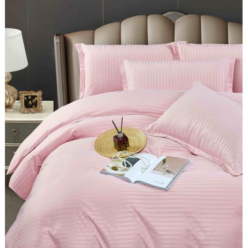 Lenjerie de pat, 2 persoane, damasc, 6 piese, cu elastic, UniDeluxe LDJ6PE11