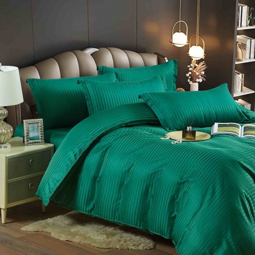 Lenjerie de pat, 2 persoane, damasc, 6 piese, cu elastic, UniDeluxe LDJ6PE6