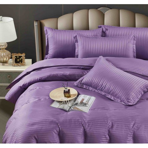 Lenjerie de pat, 2 persoane, damasc, 6 piese, cu elastic, UniDeluxe LDJ6PE4