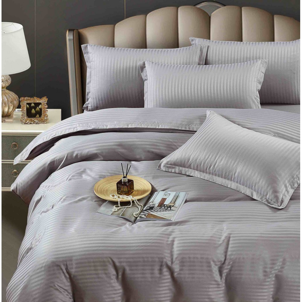 Lenjerie de pat, 2 persoane, damasc, 6 piese, cu elastic, UniDeluxe LDJ6PE2 Lenjerii Damasc cu elastic
