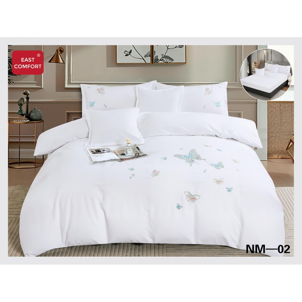 Lenjerii SOFT Brodate din Bumbac Finetat super CATIFELAT 6 piese - Cearceaf ELASTIC, LFC1 LENJERII DIN FINET CATIFELAT