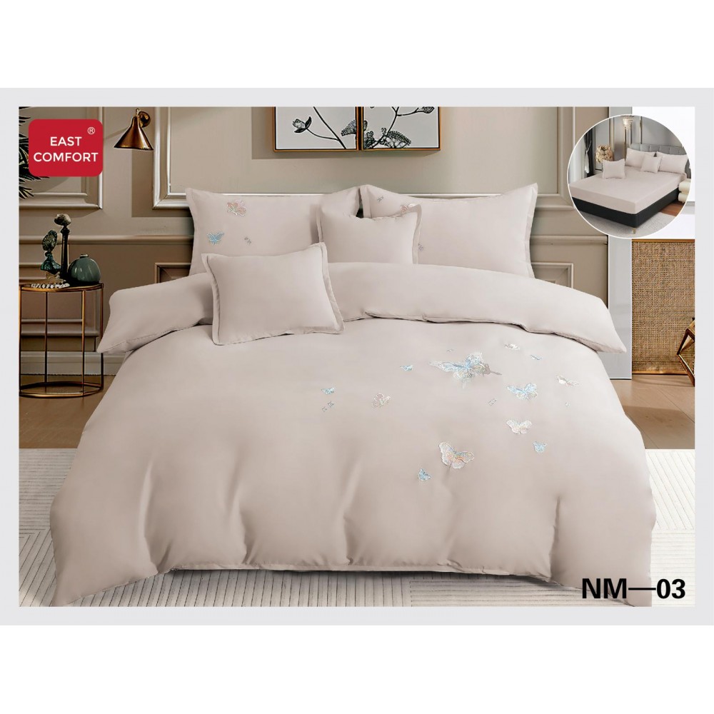 Lenjerii SOFT Brodate din Bumbac Finetat super CATIFELAT 6 piese - Cearceaf ELASTIC, LFC2 LENJERII DIN FINET CATIFELAT