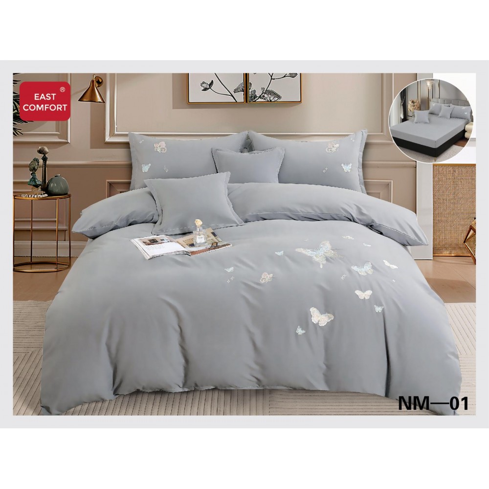 Lenjerii SOFT Brodate din Bumbac Finetat super CATIFELAT 6 piese - Cearceaf ELASTIC, LFC3 LENJERII DIN FINET CATIFELAT