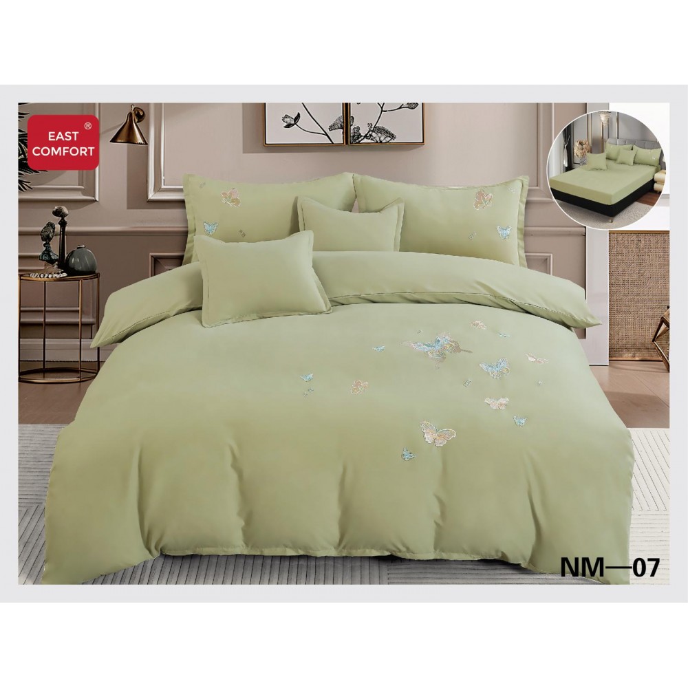 Lenjerii SOFT Brodate din Bumbac Finetat super CATIFELAT 6 piese - Cearceaf ELASTIC, LFC5 LENJERII DIN FINET CATIFELAT