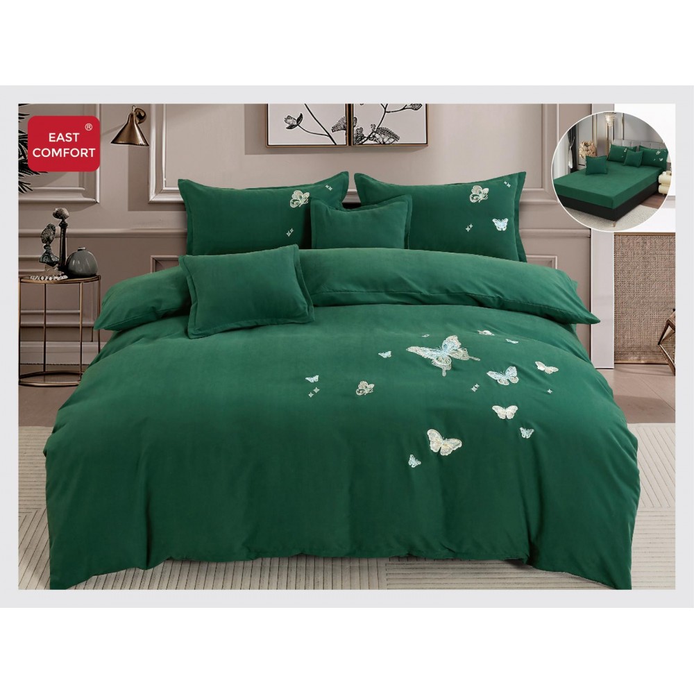 Lenjerii SOFT Brodate din Bumbac Finetat super CATIFELAT 6 piese - Cearceaf ELASTIC, LFC6 LENJERII DIN FINET CATIFELAT