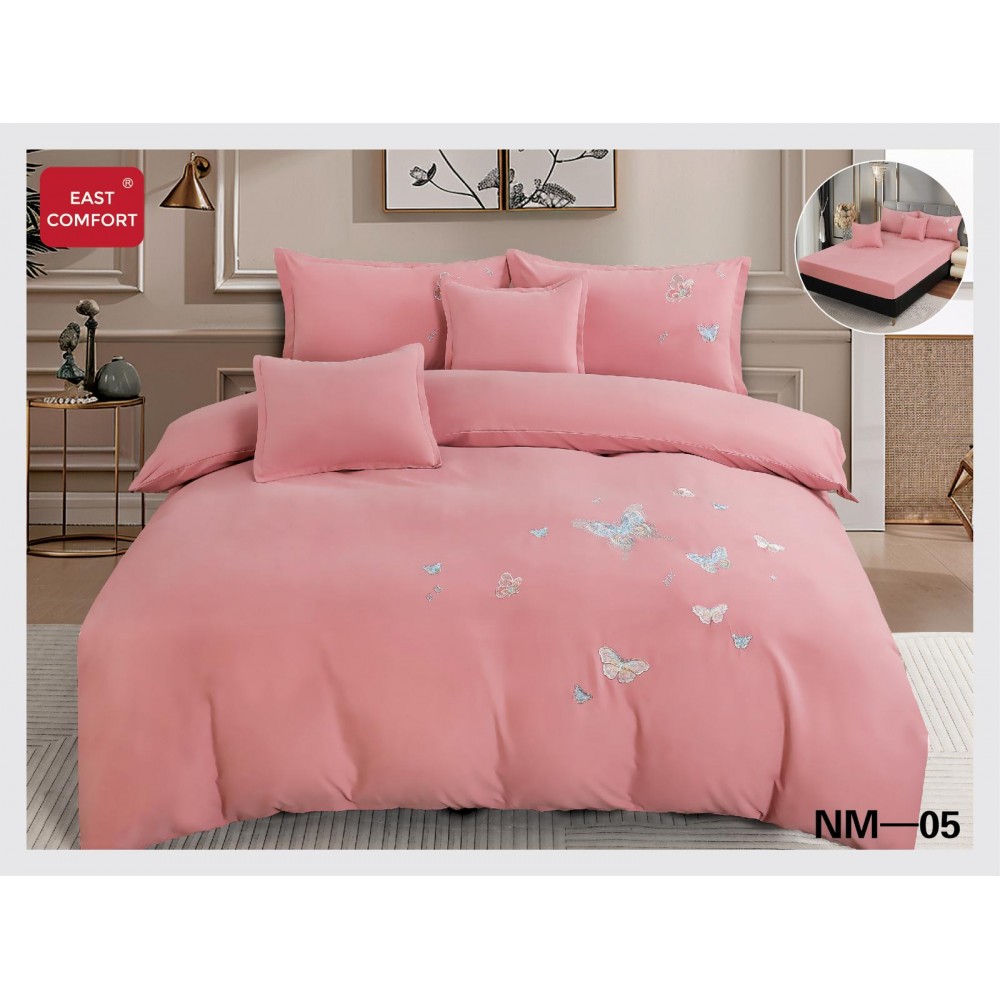 Lenjerii SOFT Brodate din Bumbac Finetat super CATIFELAT 6 piese - Cearceaf ELASTIC, LFC8 LENJERII DIN FINET CATIFELAT