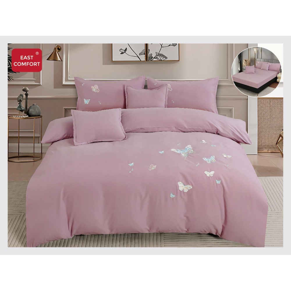 Lenjerii SOFT Brodate din Bumbac Finetat super CATIFELAT 6 piese - Cearceaf ELASTIC, LFC9 LENJERII DIN FINET CATIFELAT