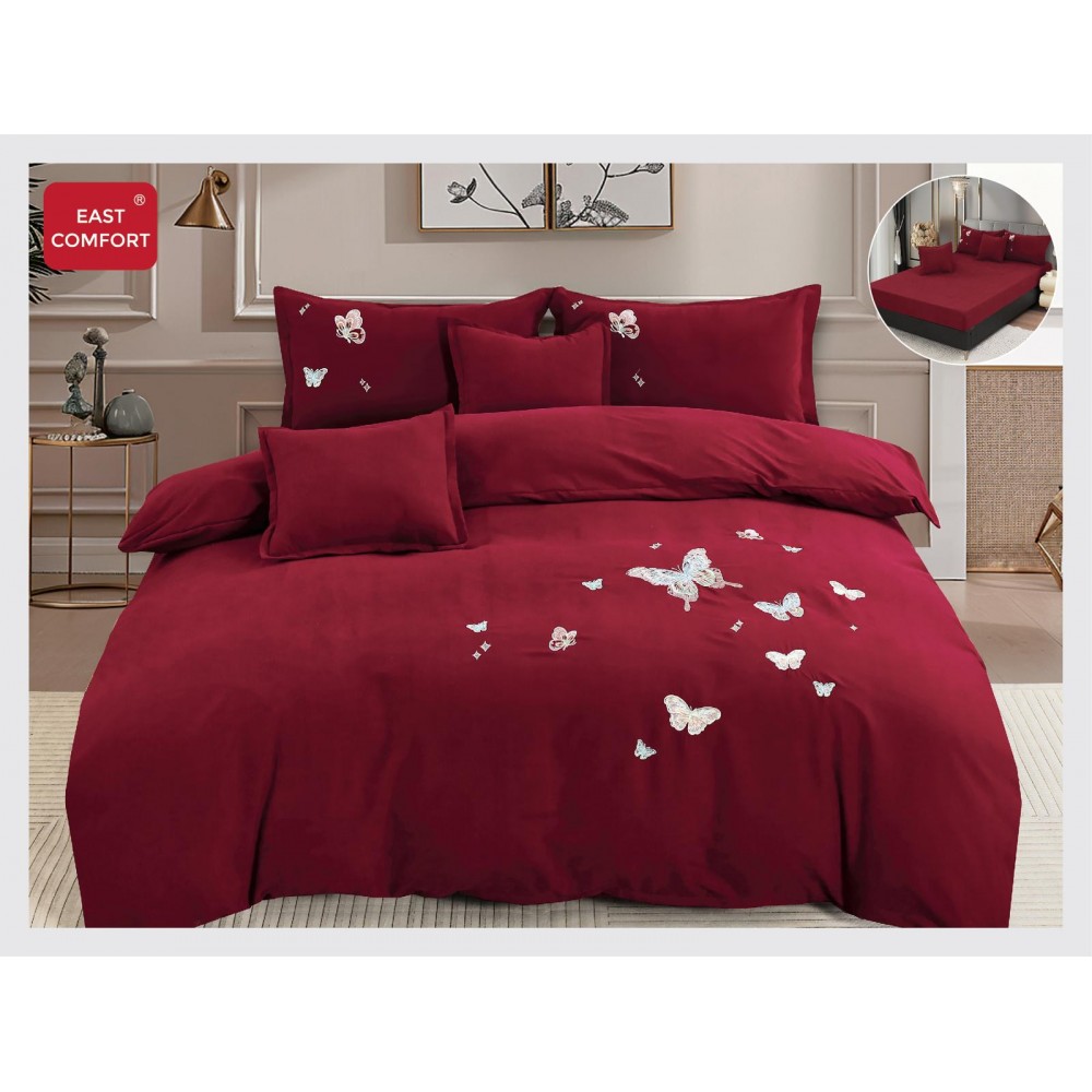Lenjerii SOFT Brodate din Bumbac Finetat super CATIFELAT 6 piese - Cearceaf ELASTIC, LFC10 LENJERII DIN FINET CATIFELAT