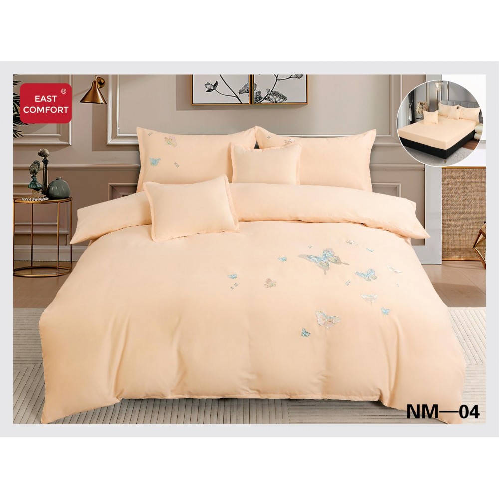 Lenjerii SOFT Brodate din Bumbac Finetat super CATIFELAT 6 piese - Cearceaf ELASTIC, LFC11 LENJERII DIN FINET CATIFELAT