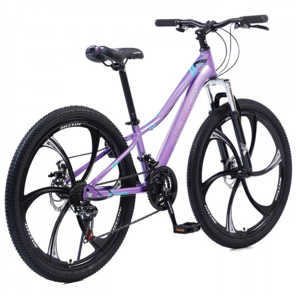 Bicicletă Caraiman, roți 24 inch, cadru oțel, frâne pe disc, mov