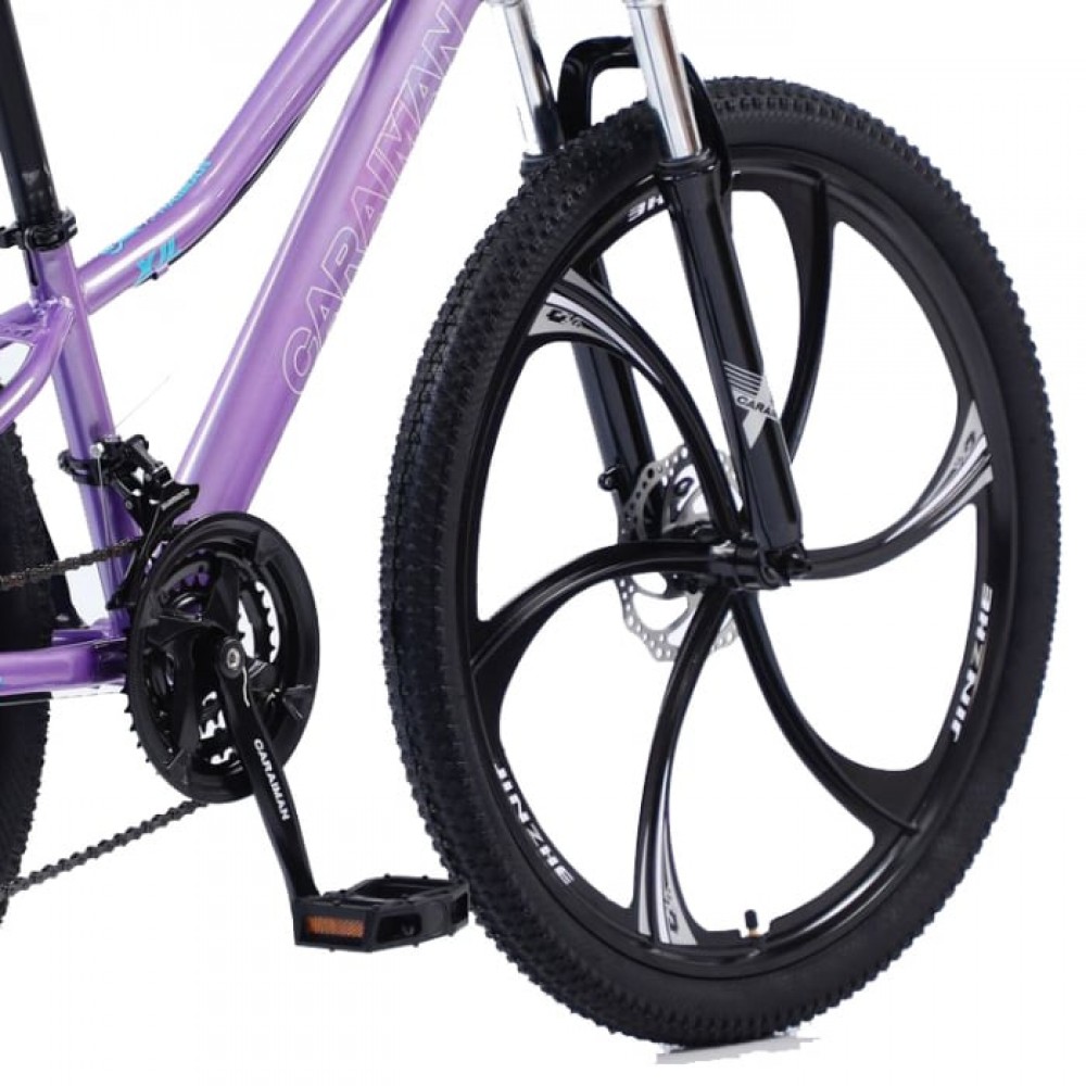 Bicicletă Caraiman, roți 24 inch, cadru oțel, frâne pe disc, mov