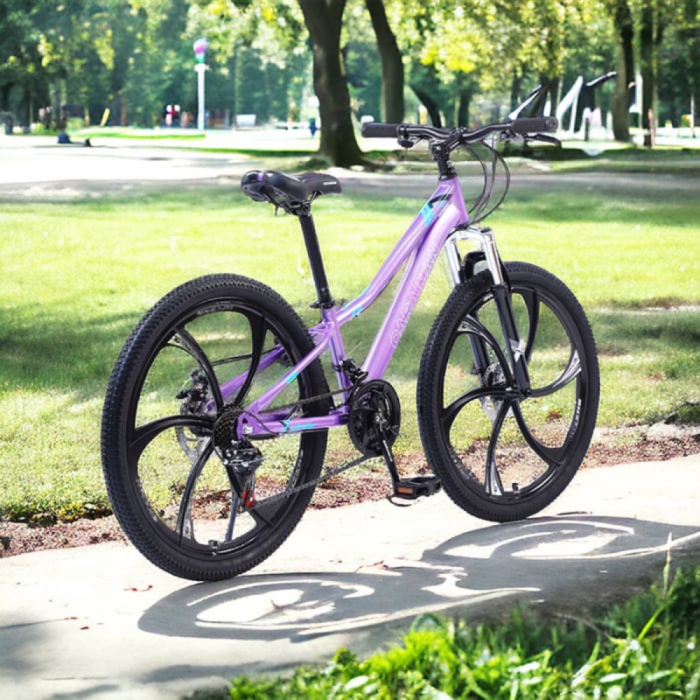 Bicicletă Caraiman, roți 24 inch, cadru oțel, frâne pe disc, mov
