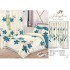 Set Lenjerie de pat Dublu Pucioasa + 2 Draperii , set 8 piese, Flori albastre, LDP02
