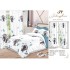 Set Lenjerie de pat Dublu Pucioasa + 2 Draperii , set 8 piese, Pene alb-bleo, LDP03
