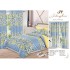 Set Lenjerie de pat Dublu Pucioasa + 2 Draperii , set 8 piese, flori galben-bleu , LDP06