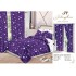 Set Lenjerie de pat Dublu Pucioasa + 2 Draperii , set 8 piese, mov stele albe , LDP12