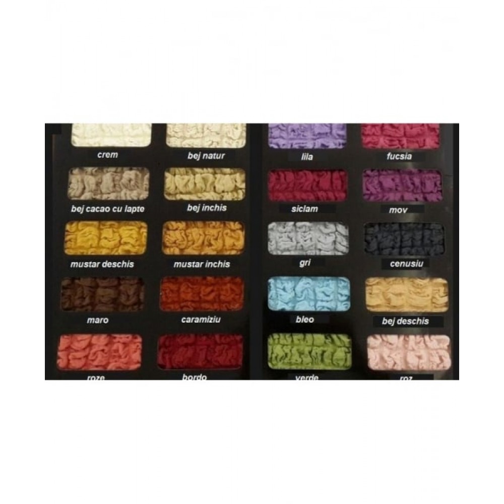 Set 2 huse pentru fotolii creponate cu volan mustar inchis Huse fotolii creponate cu volan