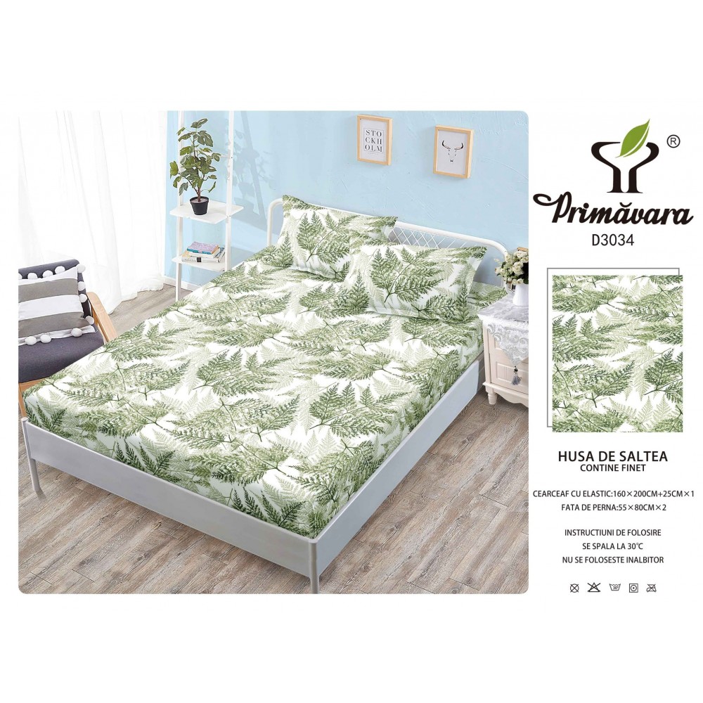 Husa de pat din Finet cu Elastic cu 2 fete de perna ,Pat 2 Persoane,160x200CM, HFC5 HUSE FINET 160 X 200