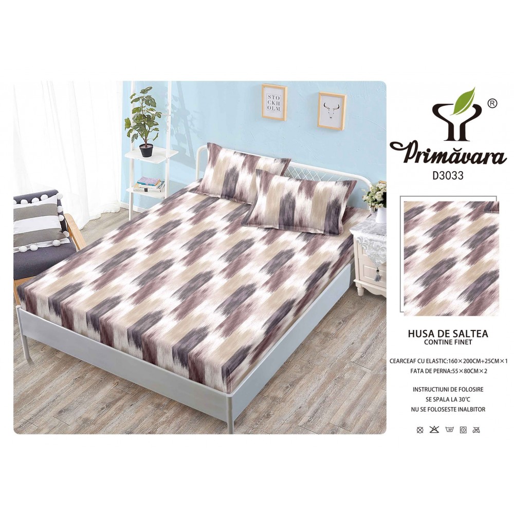Husa de pat din Finet cu Elastic cu 2 fete de perna ,Pat 2 Persoane,160x200CM, HFC11 HUSE FINET 160 X 200