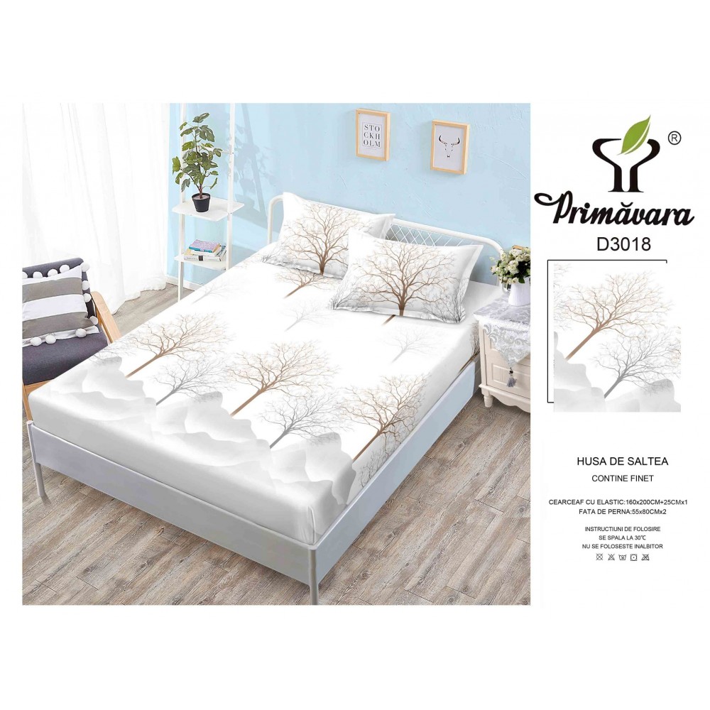 Husa de pat din Finet cu Elastic cu 2 fete de perna ,Pat 2 Persoane,160x200CM, HFC14 HUSE FINET 160 X 200