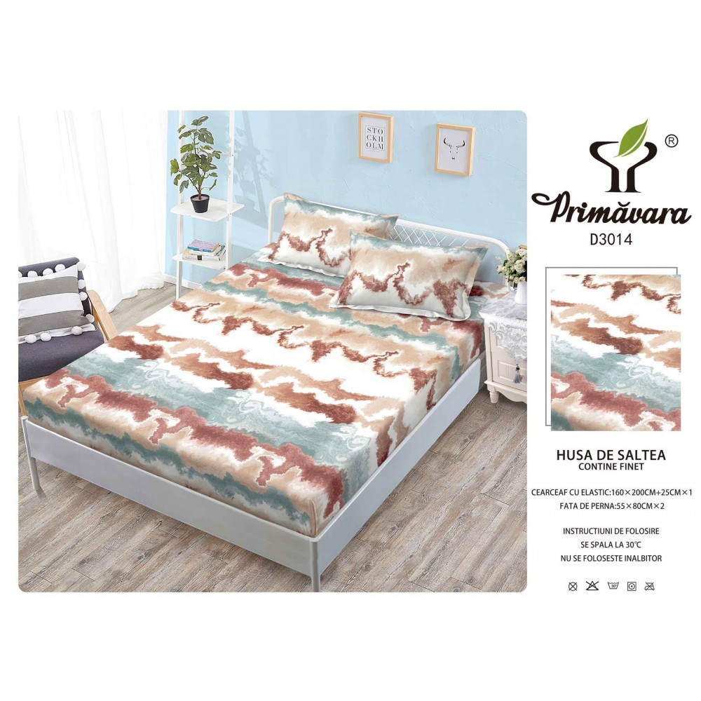 Husa de pat din Finet cu Elastic cu 2 fete de perna ,Pat 2 Persoane,160x200CM, HFC19 HUSE FINET 160 X 200